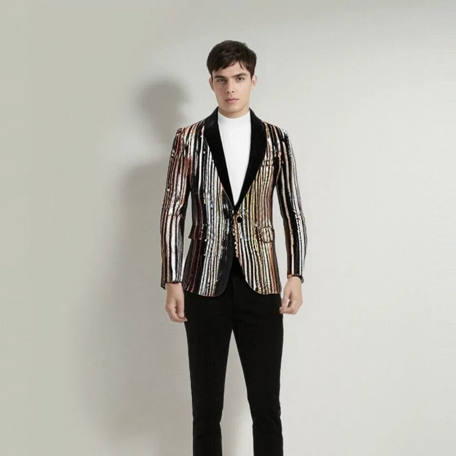 The Strass Sequin Slim Fit Blazer Suit Jacket