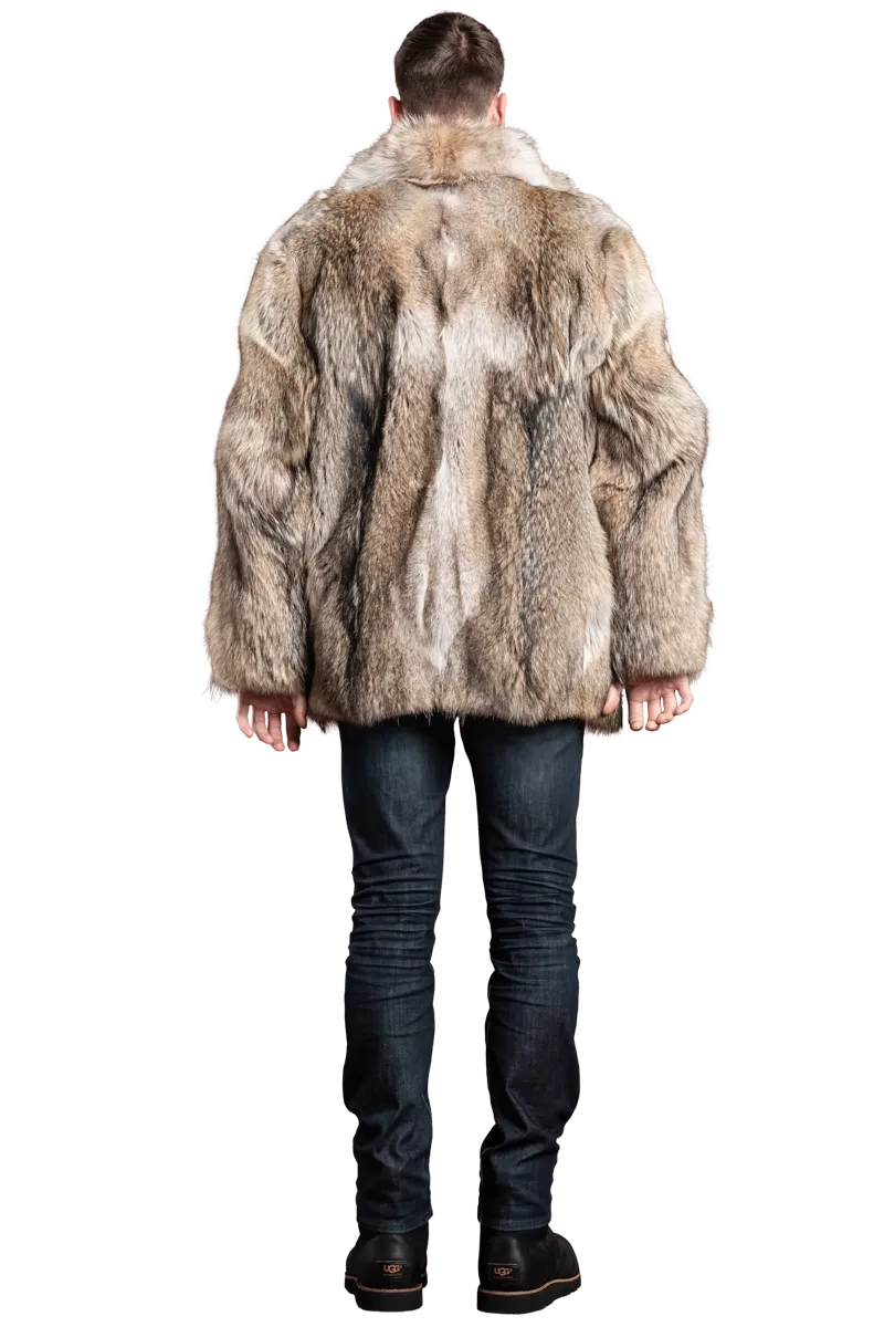 The Terri Men's Natural Coyote Fur Bomber Jacket