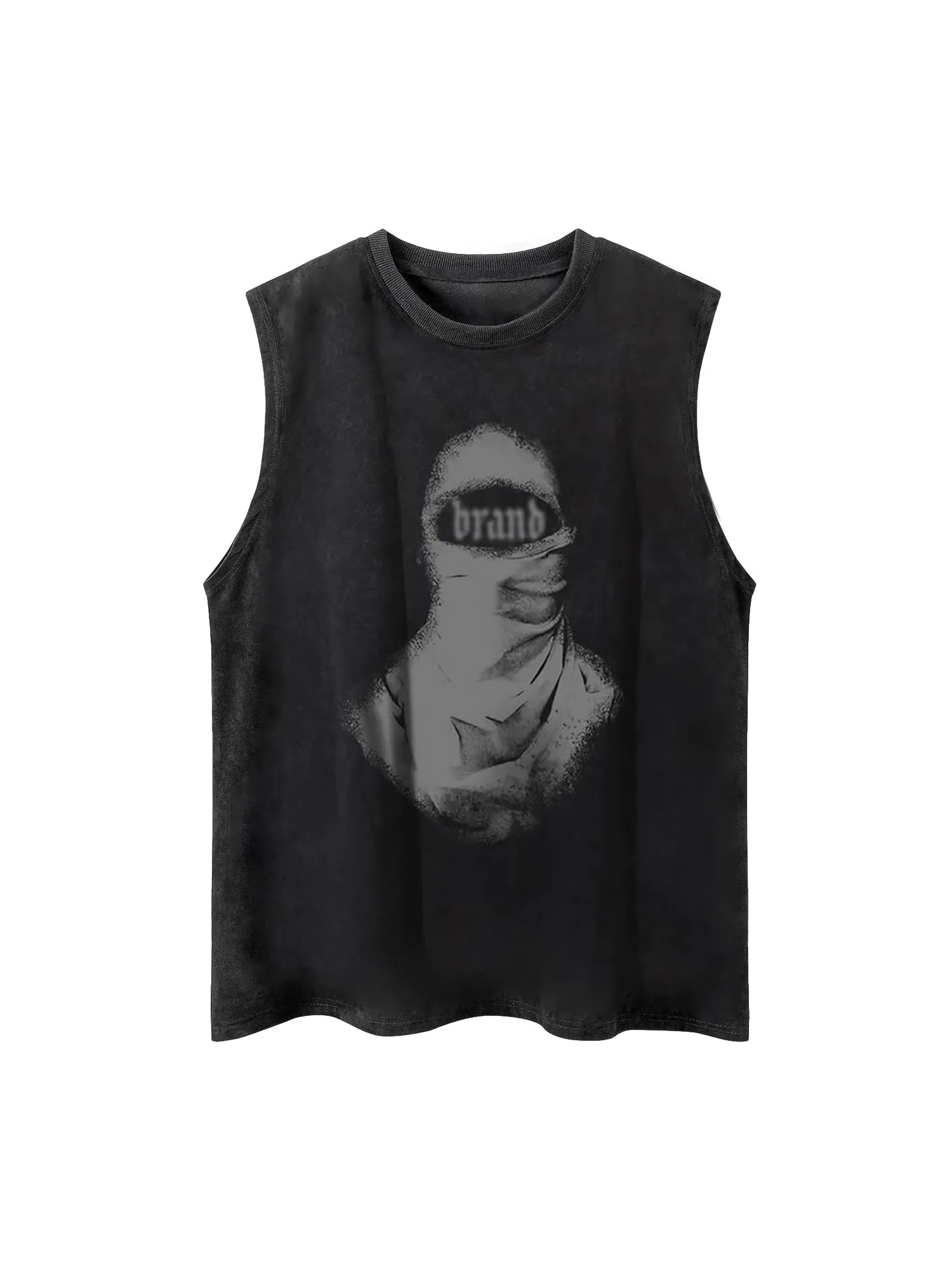 Thesupermade  Retro Distressed Character Print Street Rap Vest