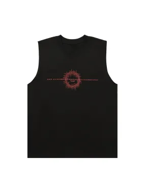 Thesupermade Thorn Ring Retro Font Street Rap Sleeveless Vest