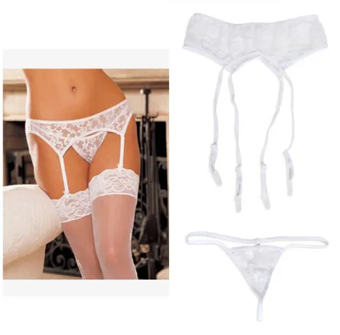 Transparent garter stockings with panties  real sexy lingerie set