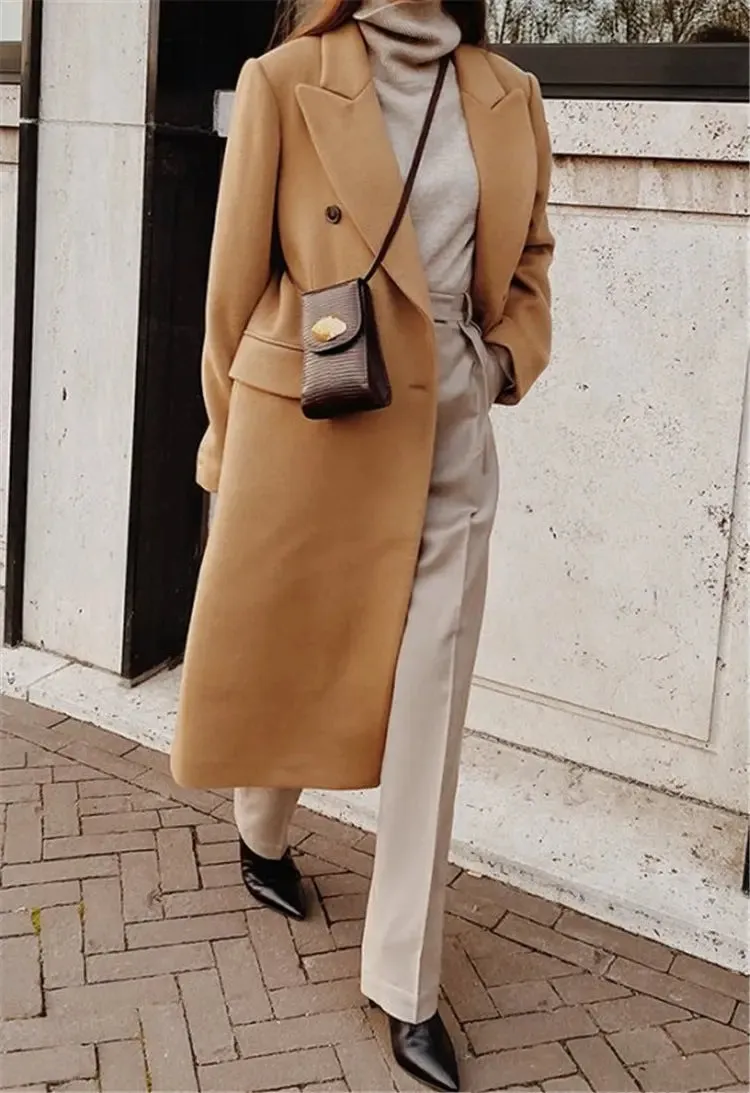 Two-colour Long-sleeved Woollen Jacket