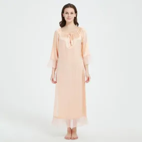 Women's 100% Silk Full Length Silk Nightgown Simple Nightdress