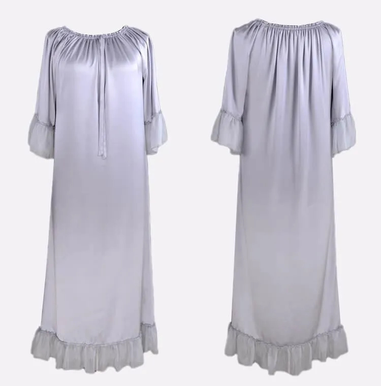 Women's 100% Silk Full Length Silk Nightgown Simple Nightdress