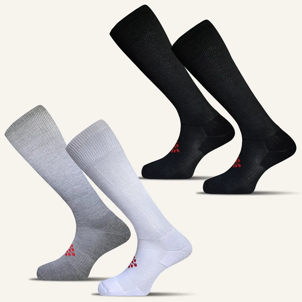 Women's Black White Grey Knee High Compression Socks - 4 Pair Bundle