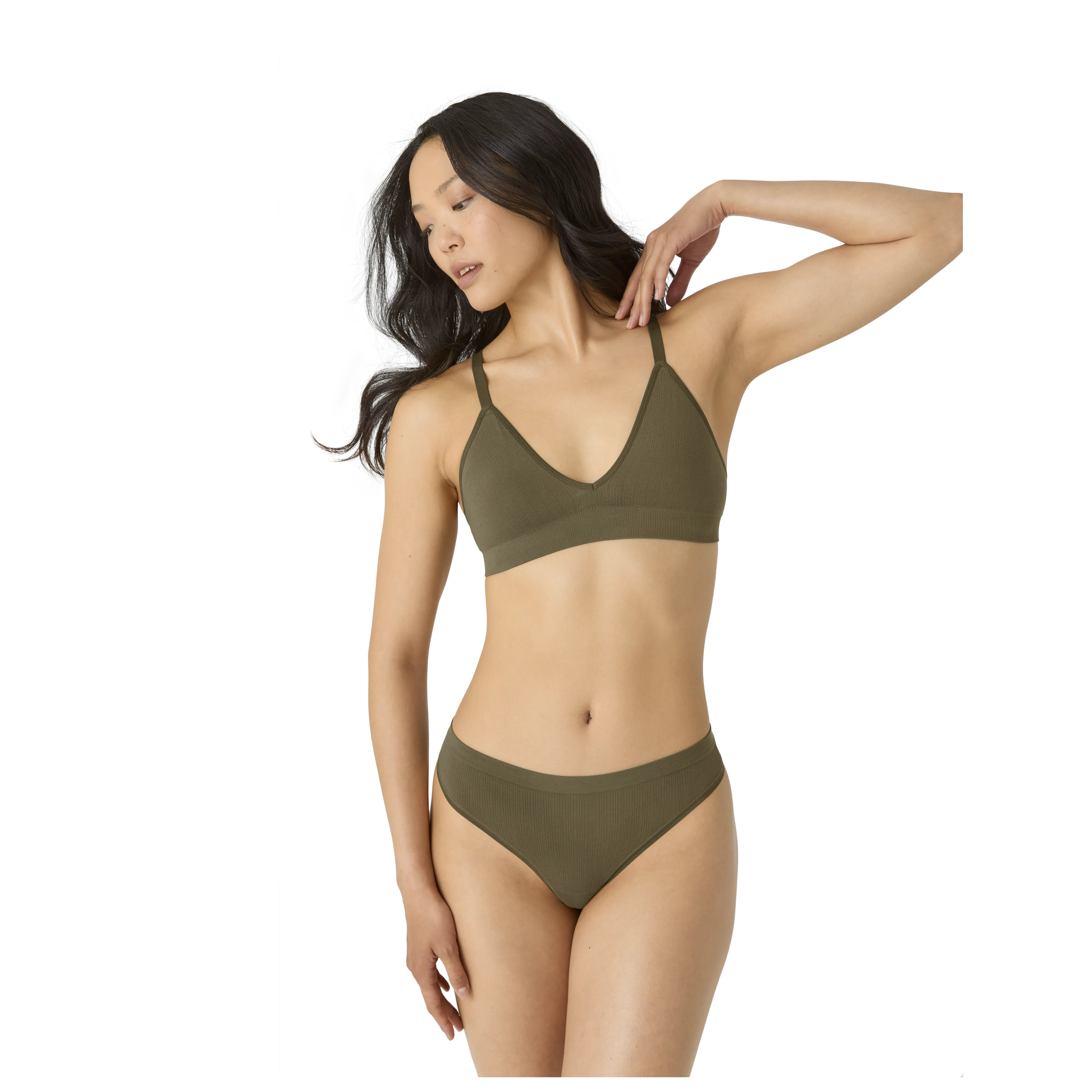 Women's Seamless Triangle Bralette   Thong